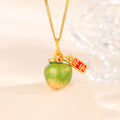 S925 Sterling Silver Christmas Color-Changing "Safe & Peaceful" Apple Pendant Necklace