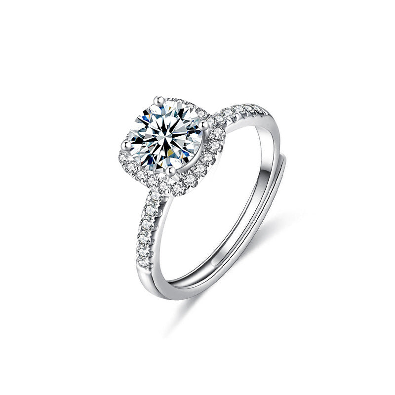 S925 Sterling Silver Moissanite Sugar Cube Ring