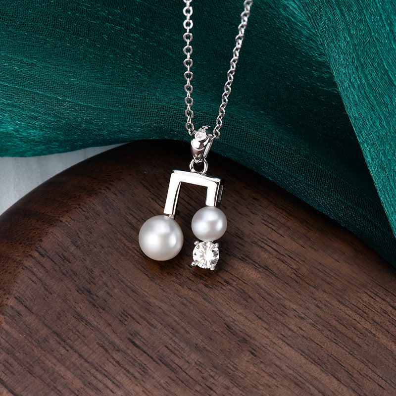 S925 Sterling Silver Moissanite Pearl Necklace
