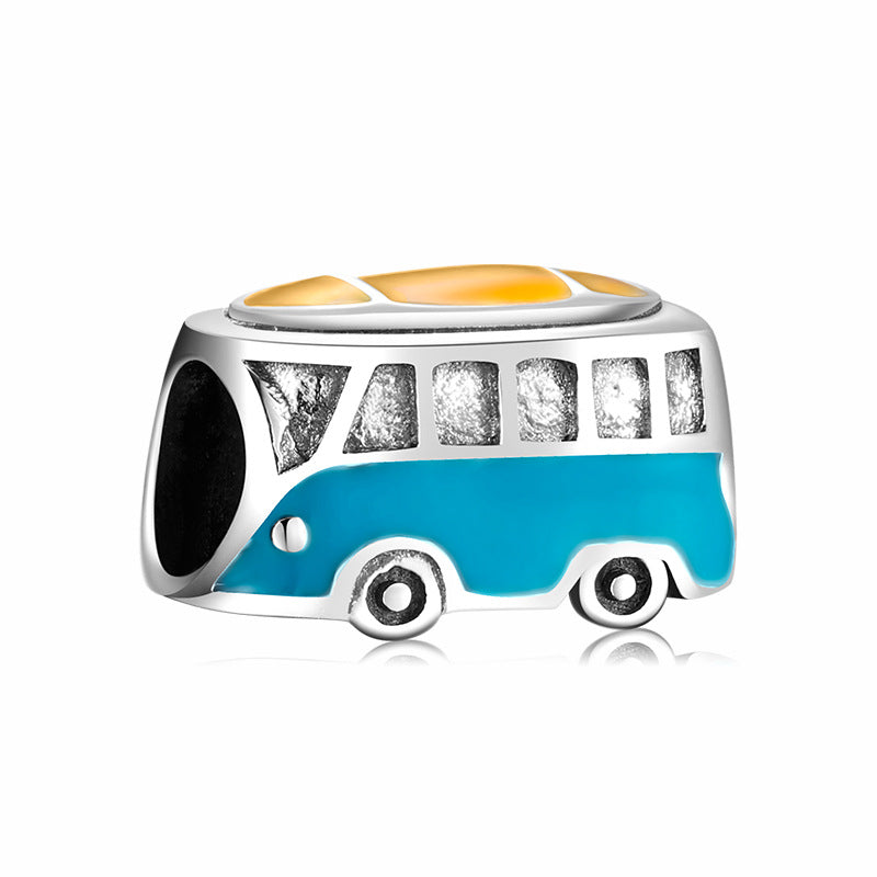 S925 Sterling Silver Vintage Minibus Pendant