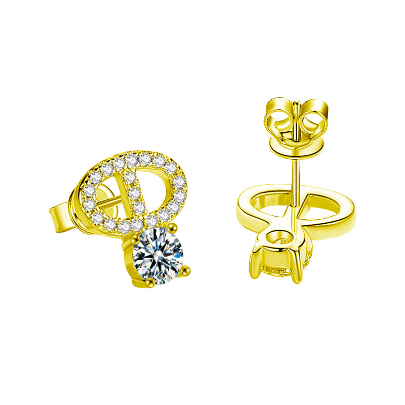 S925 sterling silver pig nose exquisite and stylish moissanite stud earrings