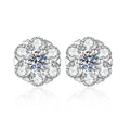 S925 Sterling Silver Flower Stud Earrings with Moissanite
