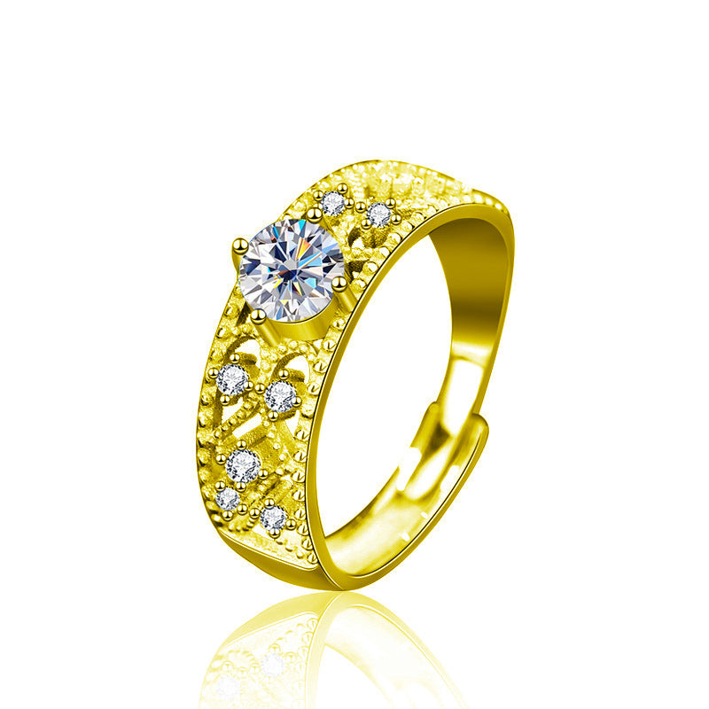 925 Sterling Silver Moissanite Hollow Out Ring