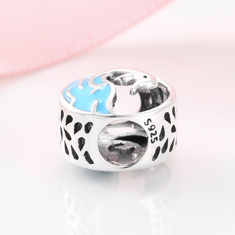 S925 Sterling Silver Dolphin Bead Pendant