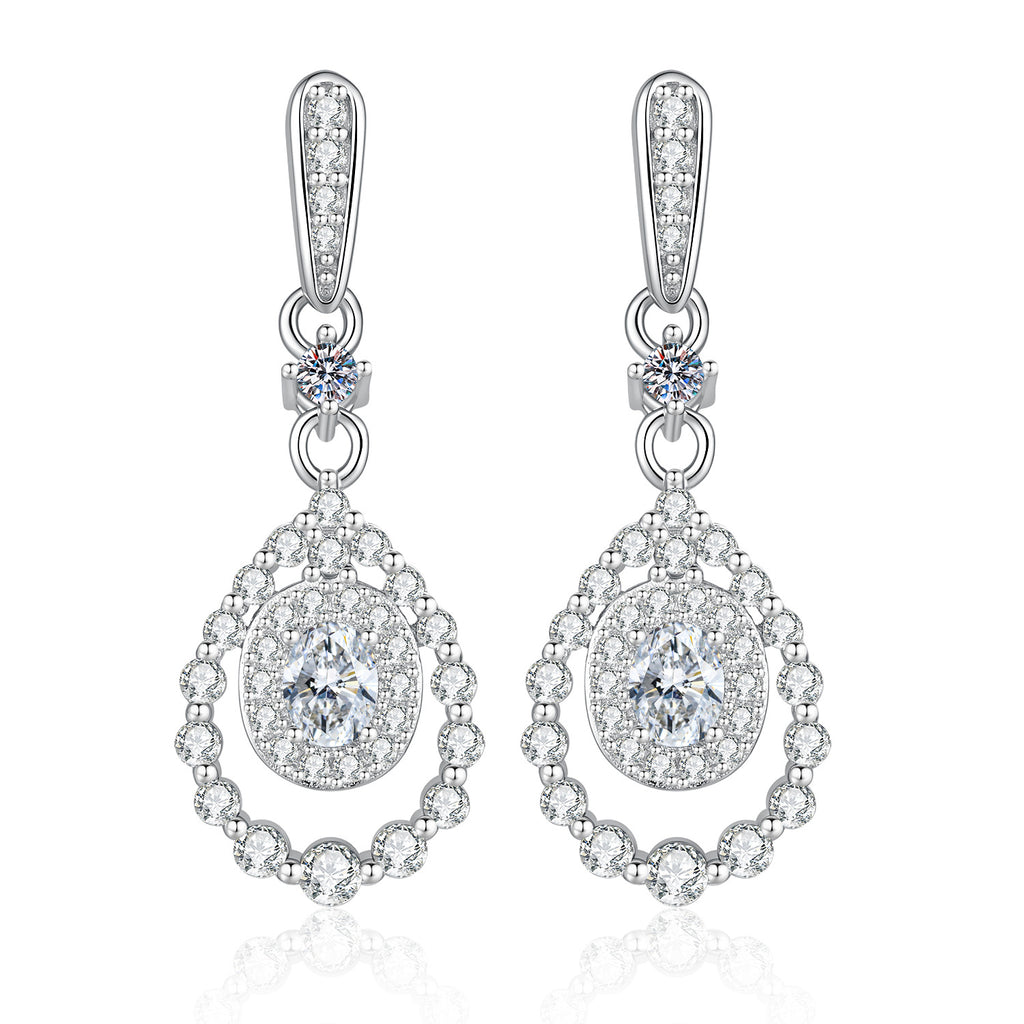 S925 Sterling Silver Oval Moissanite Earrings