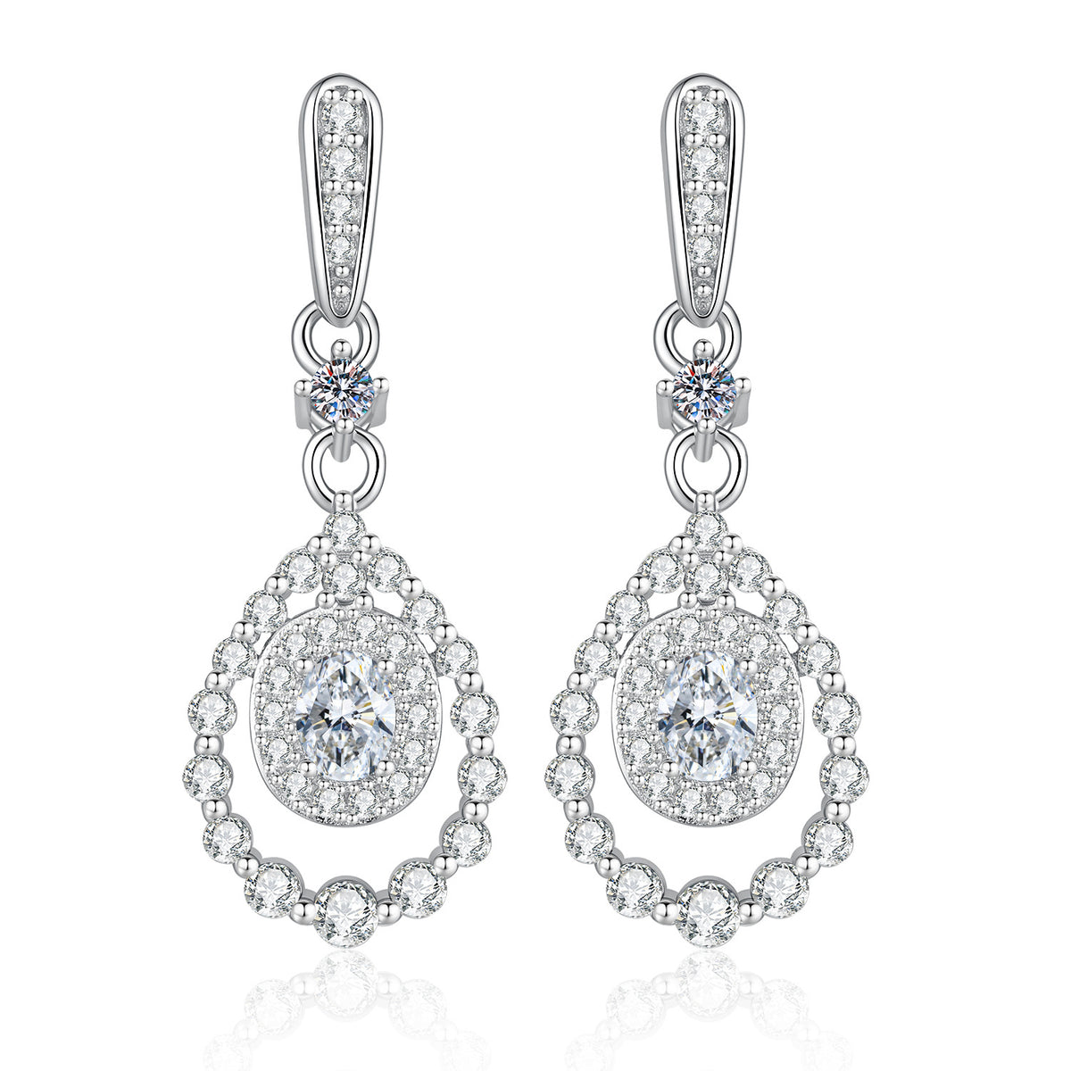 S925 Sterling Silver Oval Moissanite Earrings