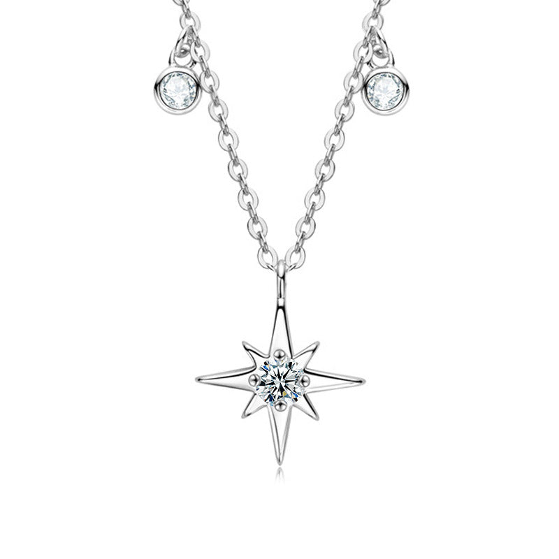 S925 Sterling Silver Moissanite Pendant Hexagram Necklace