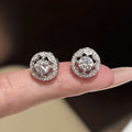 S925 Silver Round Bezel-Set Moissanite Stud Earrings