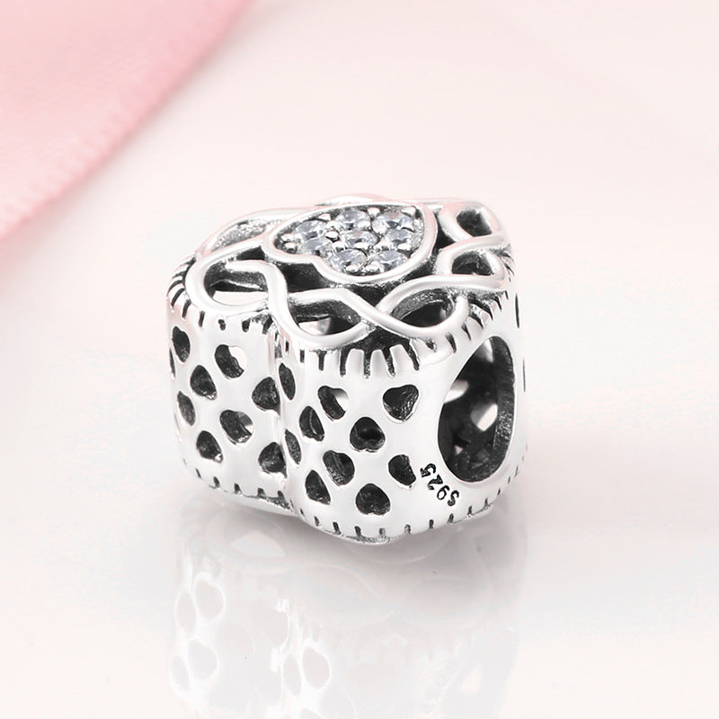 S925 Sterling Silver Inlaid Zircon Heart-Shaped Pendant
