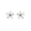 Moissanite & S925 Sterling Silver Orchid Pearl Stud Earrings