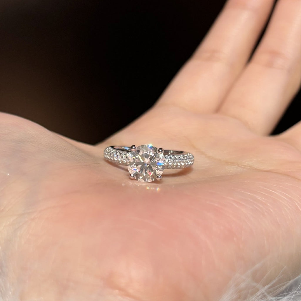 S925 Silver "Half-and-Half" Colored Moissanite Ring