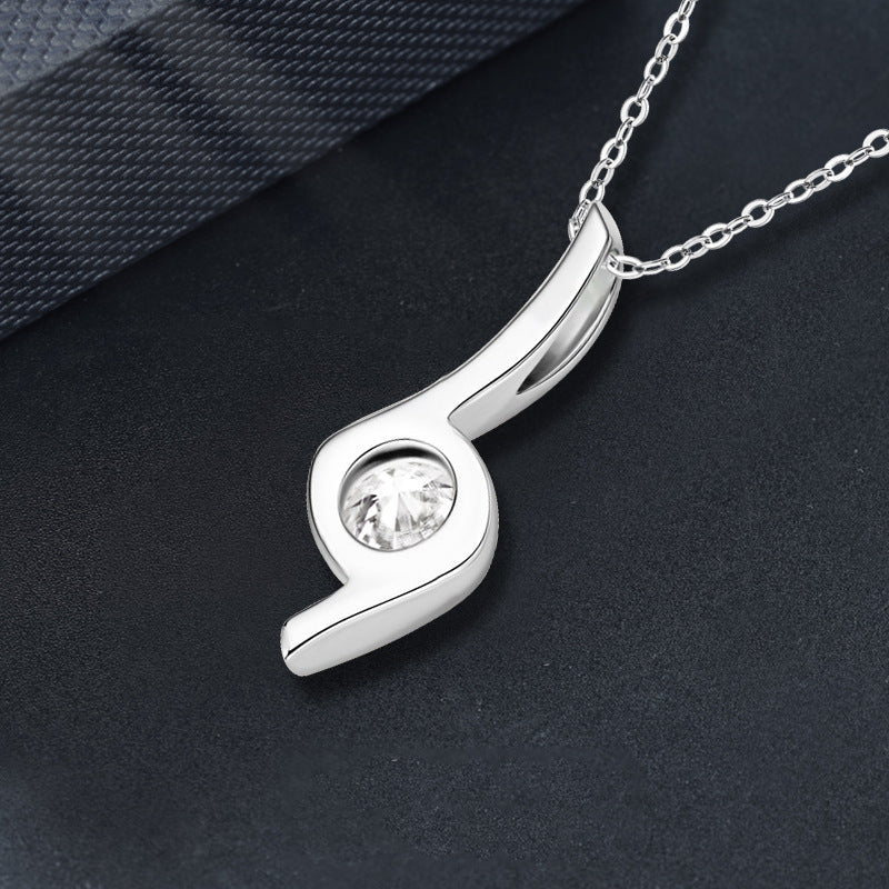S925 Sterling Silver Moissanite Twisted Pendant Necklace