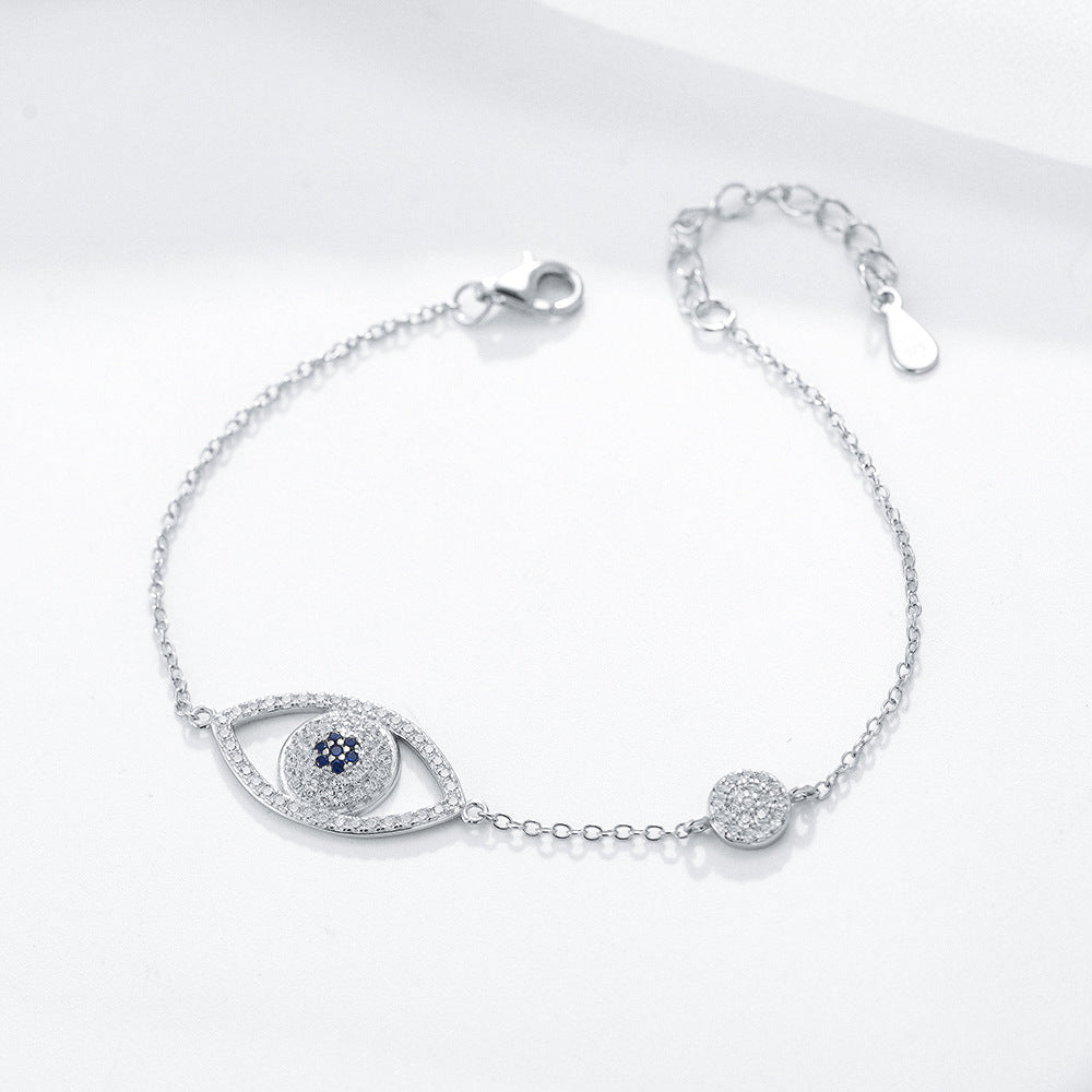S925 Sterling Silver Devil's Eye Zircon Inlaid Bracelet