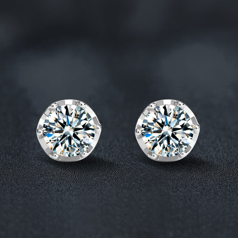 925 Sterling Silver Six-Prong D-Color Moissanite Earrings