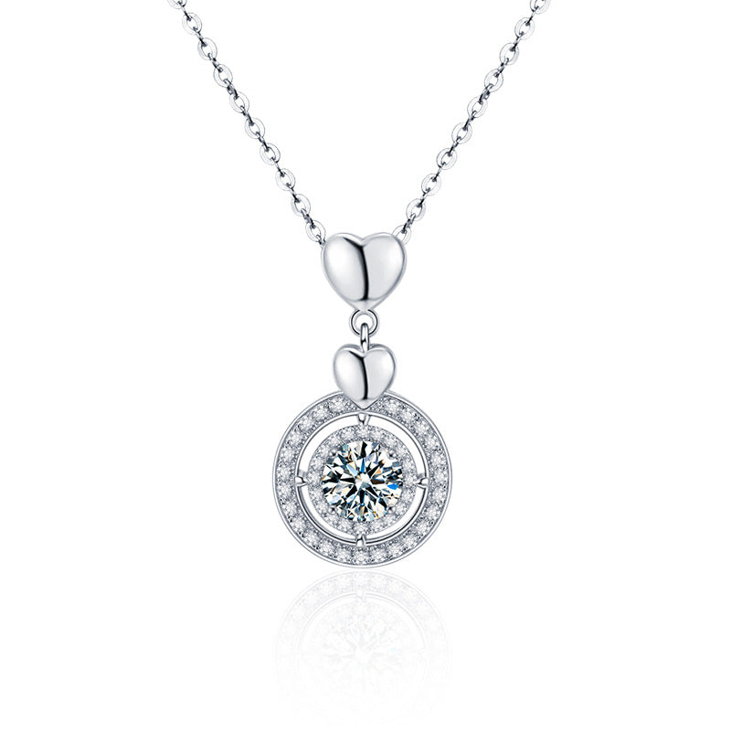S925 Sterling Silver Moissanite Loving Heart Pendant Necklace