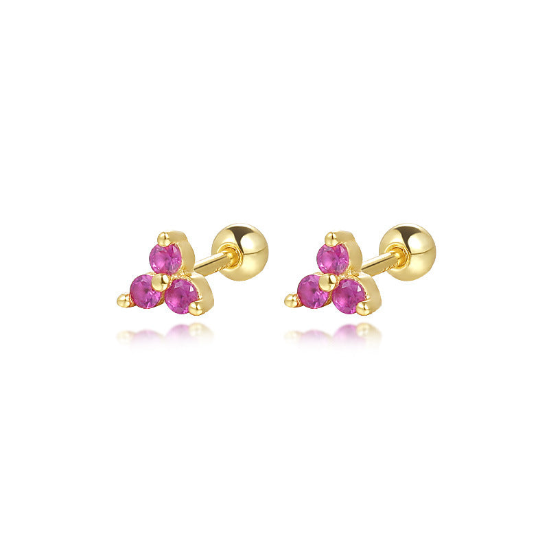 S925 Sterling Silver Colorful Zircon Stud Earrings