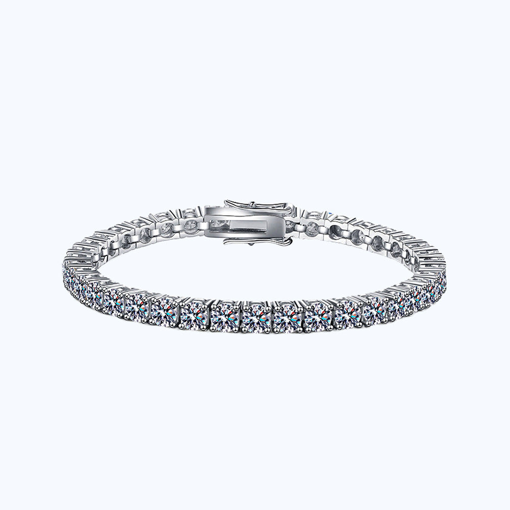 S925 Sterling Silver Bracelet Fully Set with Moissanite