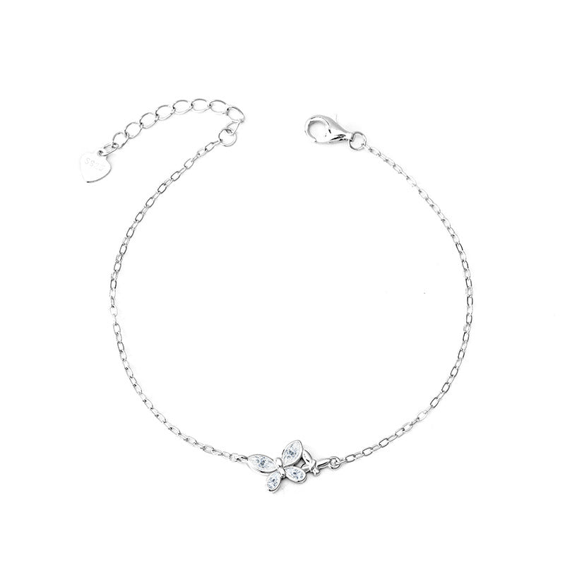 S925 Sterling Silver "Butterfly & Flower" Bracelet