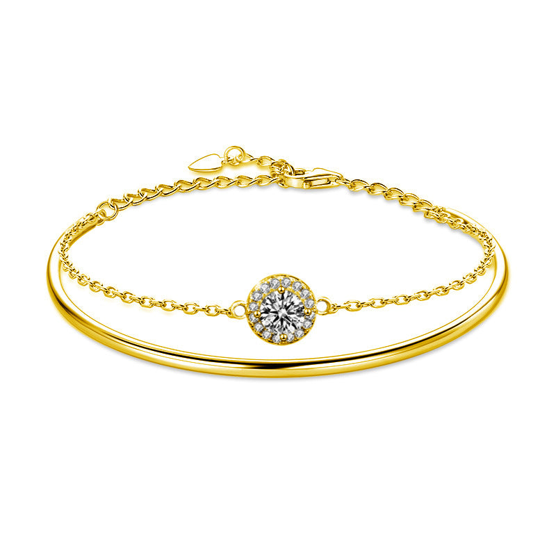 S925 silver moissanite stacked bracelet