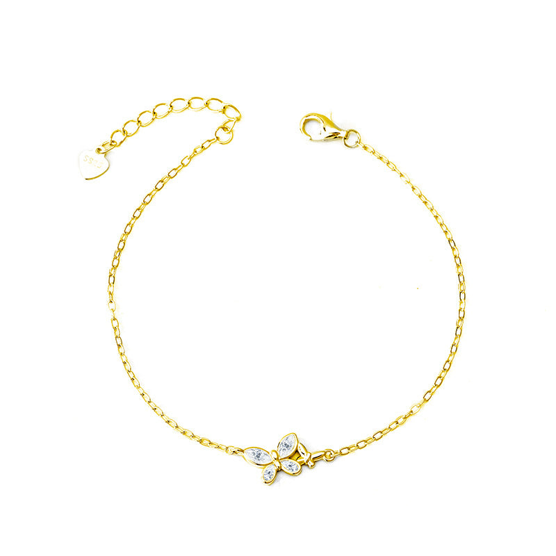 S925 Sterling Silver "Butterfly & Flower" Bracelet