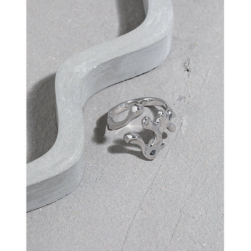 Abstract Liquid Metal Open Ring – wholesale silver rings