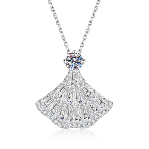 Art Deco Fan Moissanite Necklace