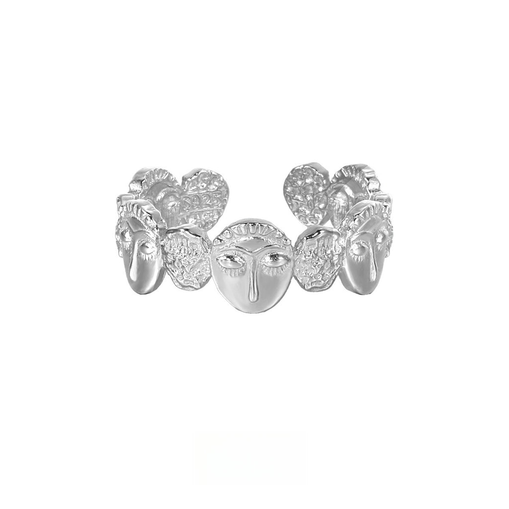 Artistic Face Relief Open Ring