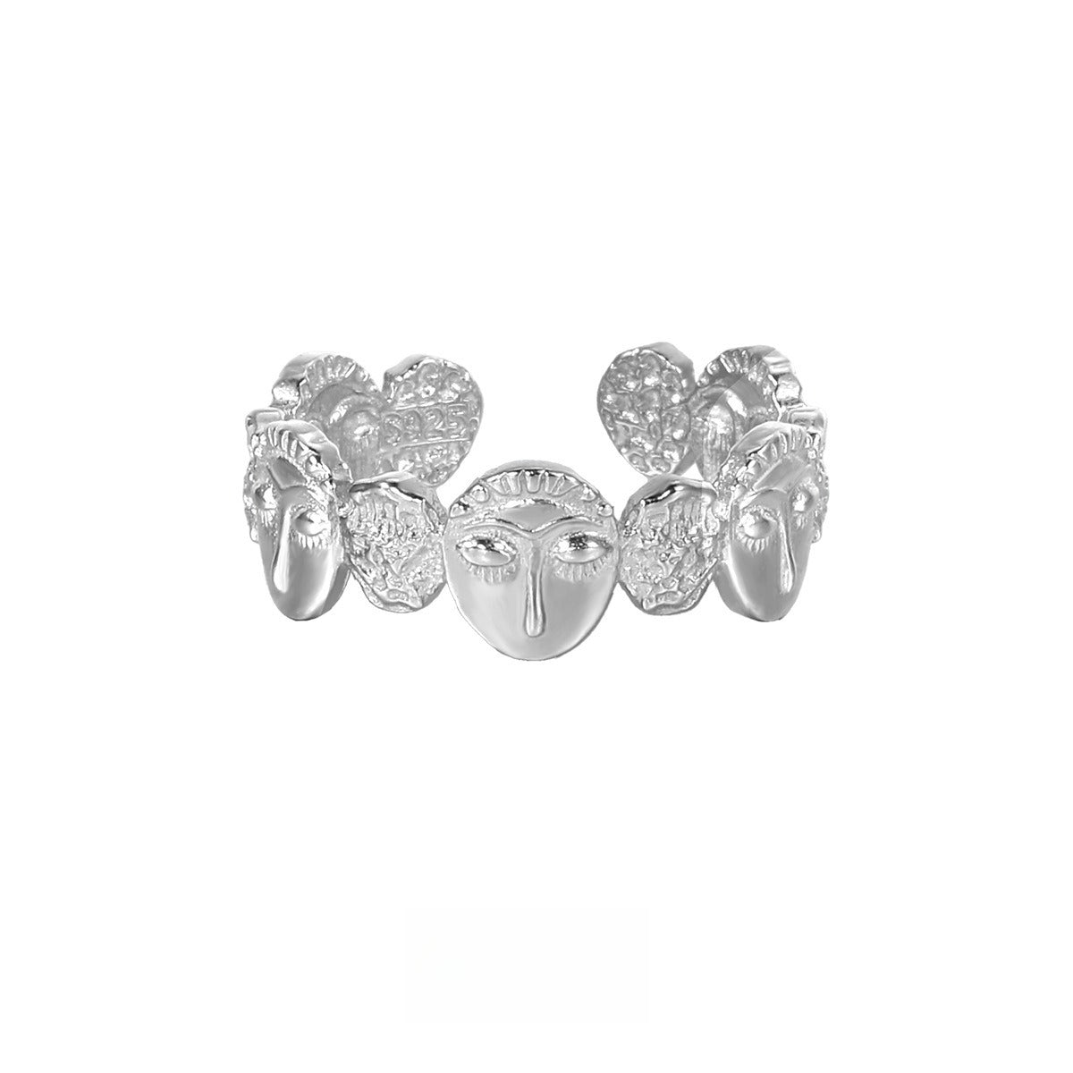 Artistic Face Relief Open Ring