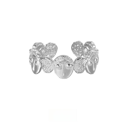 Artistic Face Relief Open Ring