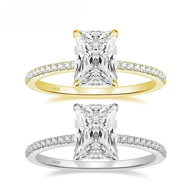 Classic 7x9mm Radiant Cut CZ Pavé Engagement Ring
