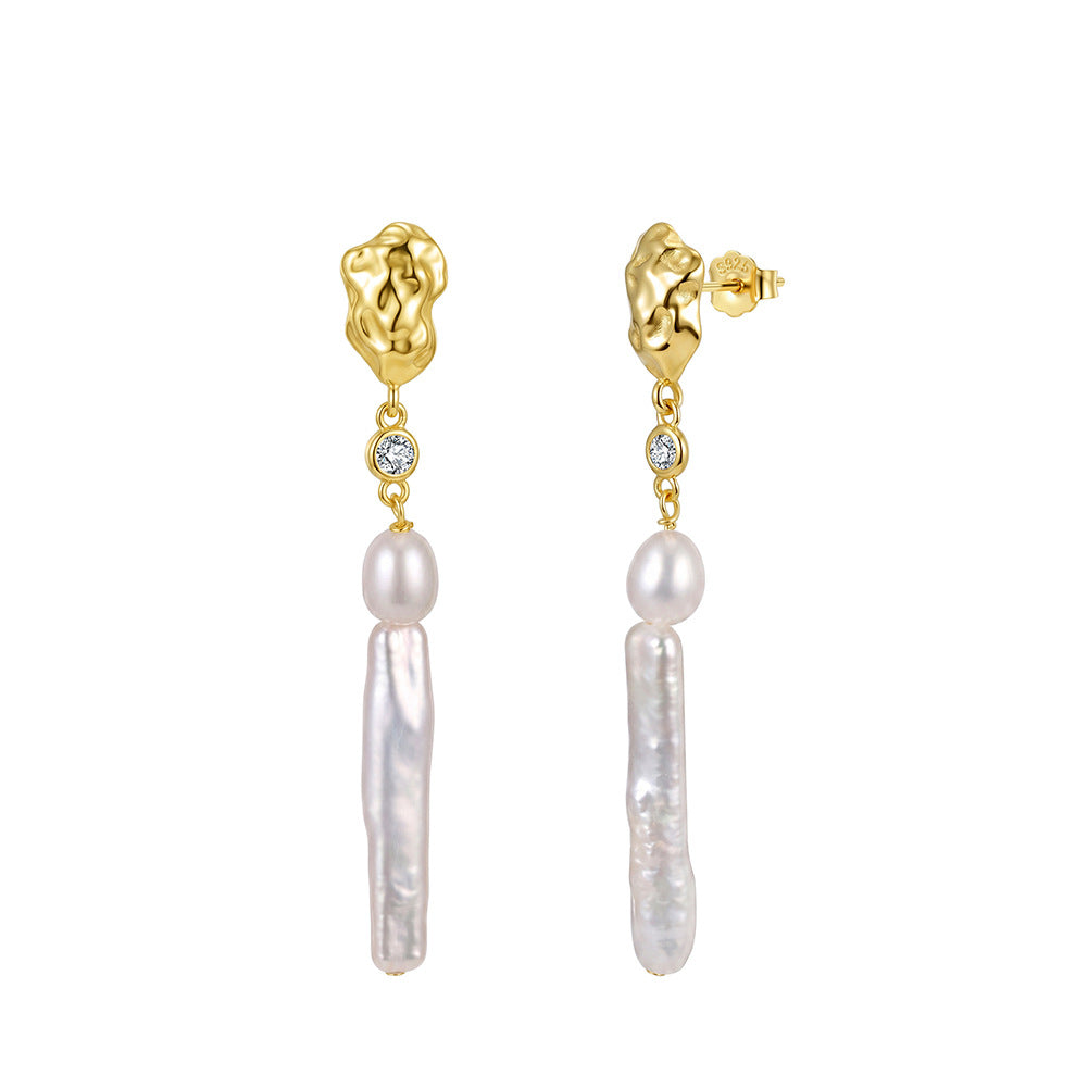 Baroque Freshwater Pearl Long Drop Earrings