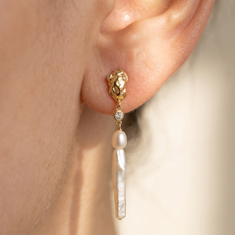 Baroque Freshwater Pearl Long Drop Earrings – image 4