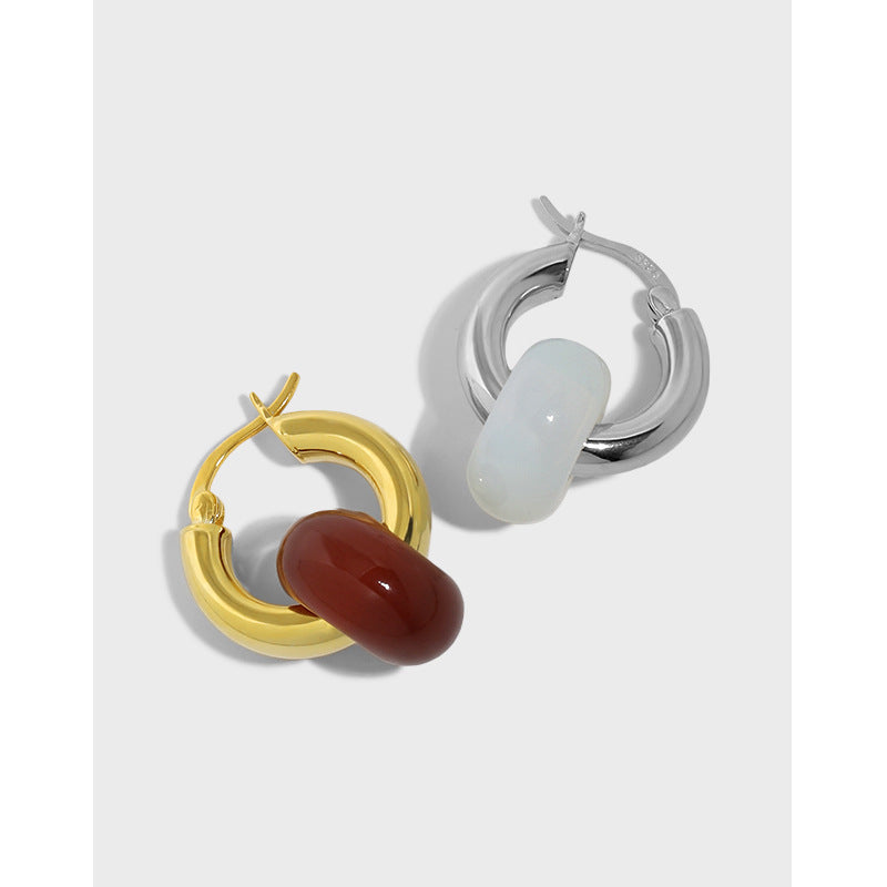 Modern Chunky Bead Hoop Earrings