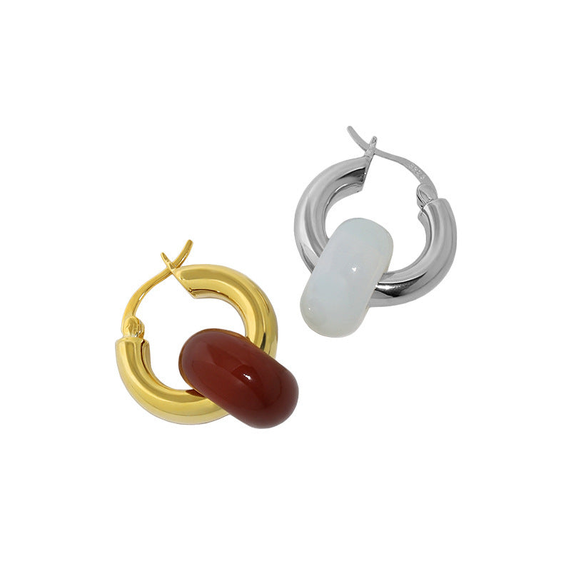 Modern Chunky Bead Hoop Earrings – image 5