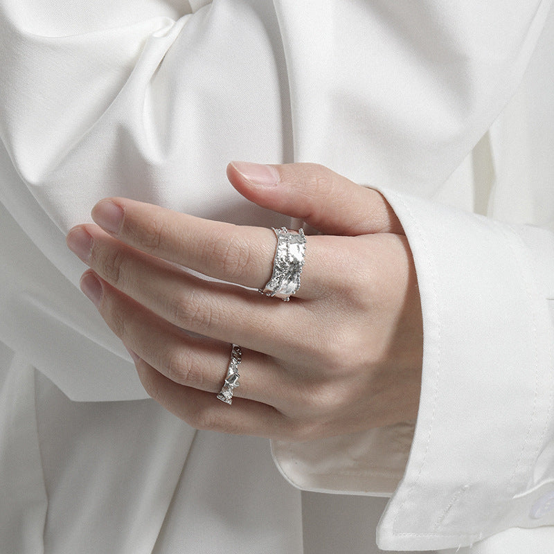 Organic Beaded Edge Wide Open Ring – image 4