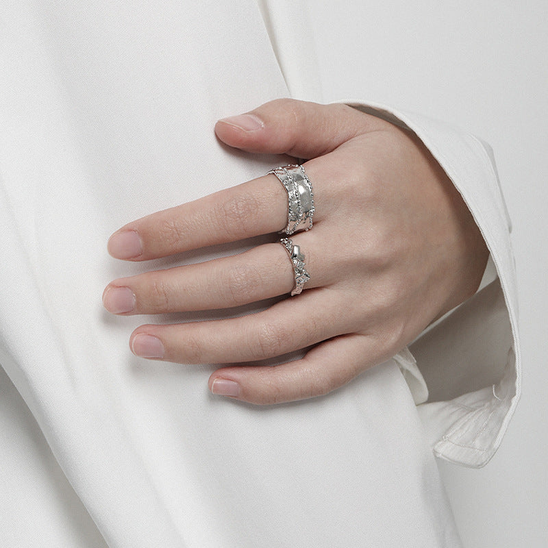 Organic Beaded Edge Wide Open Ring – image 5