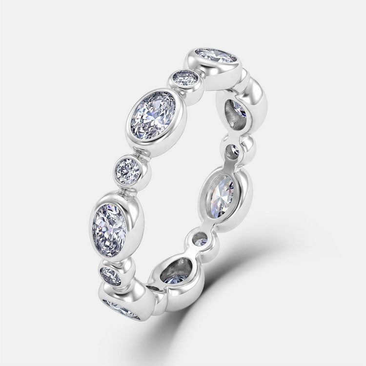 Oval Round Lab Grown Diamond Bezel Band