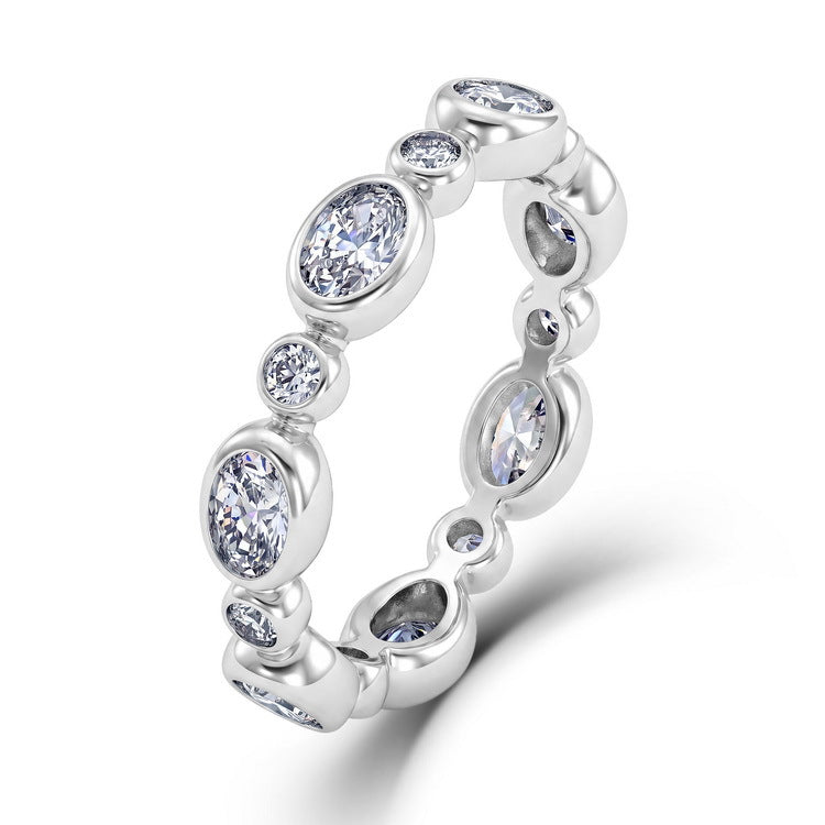 Oval Round Lab Grown Diamond Bezel Band – image 5