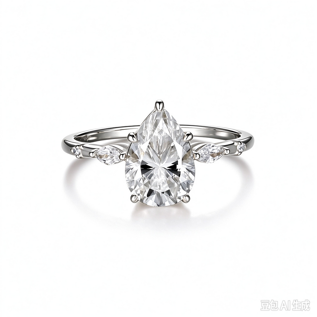 S925 Sterling Silver Water Drop Moissanite Ring Simple Engagement Ring