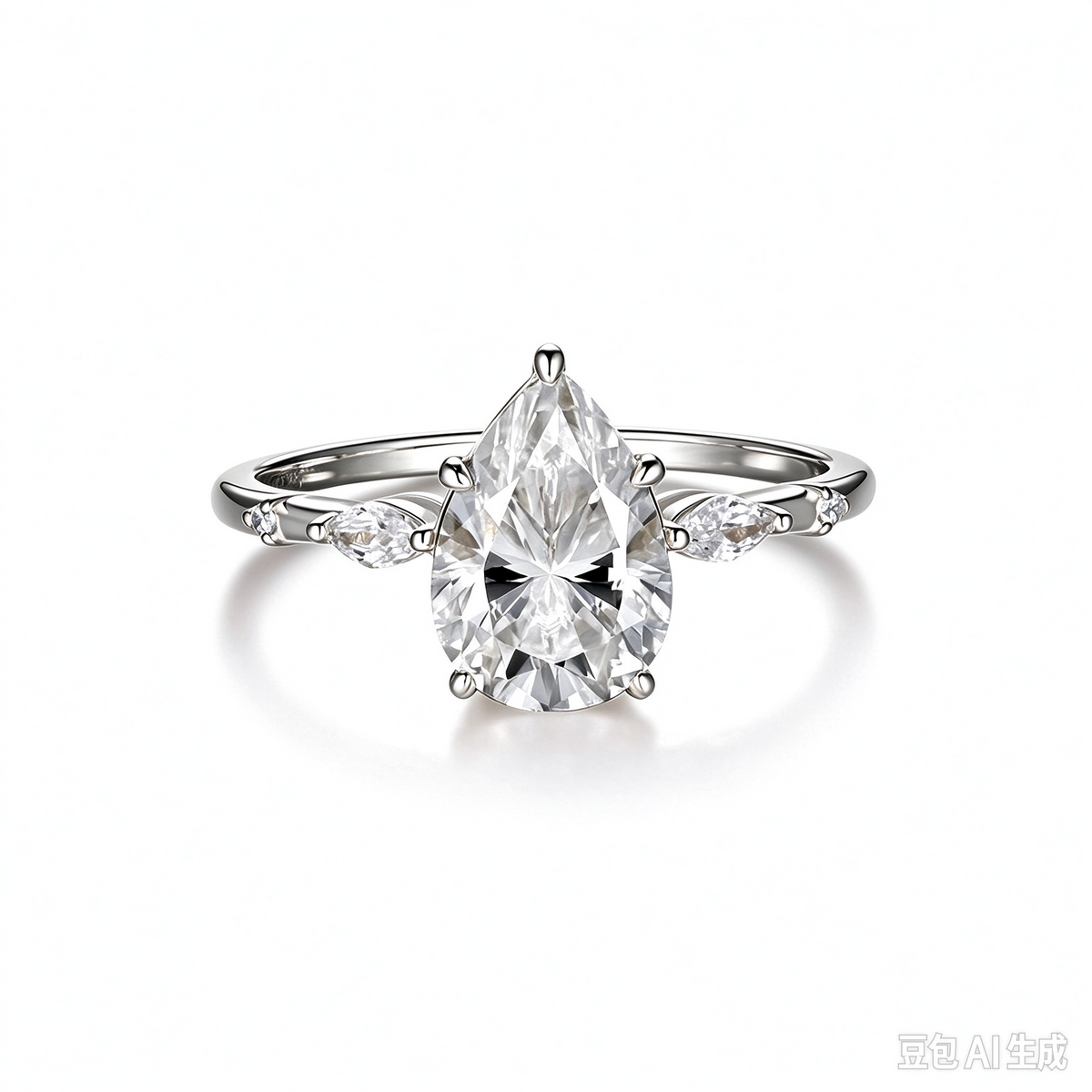 S925 Sterling Silver Water Drop Moissanite Ring Simple Engagement Ring