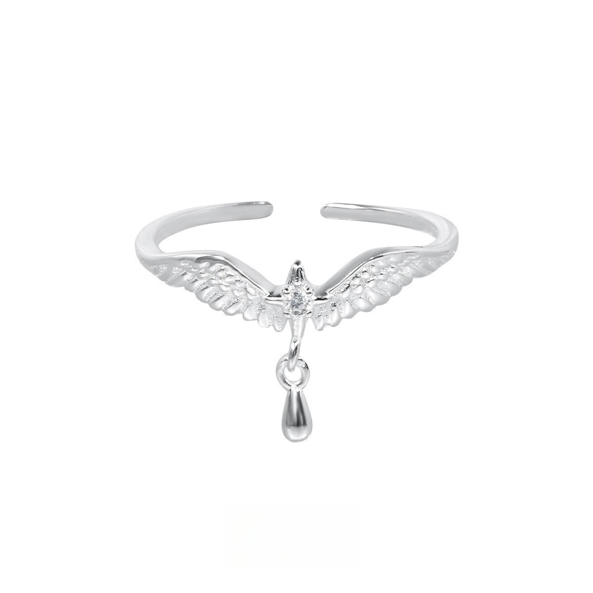 Bird Wing CZ Dangle Open Ring