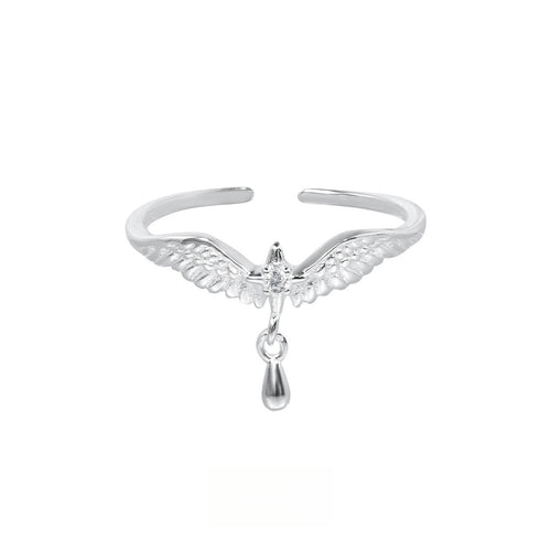 Bird Wing CZ Dangle Open Ring