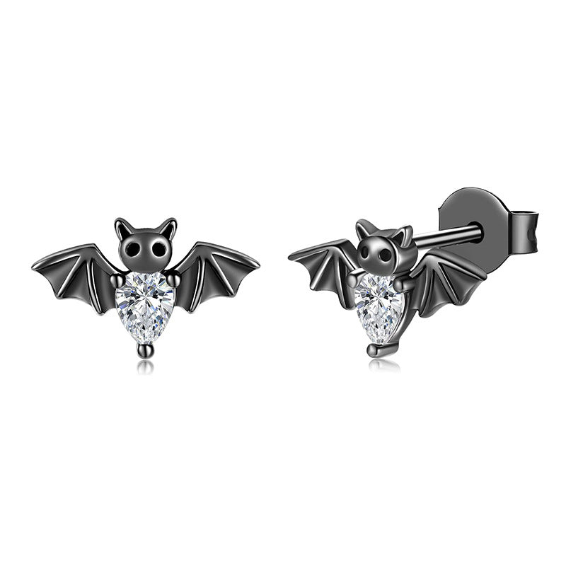 Black Bat Halloween Stud Earrings
