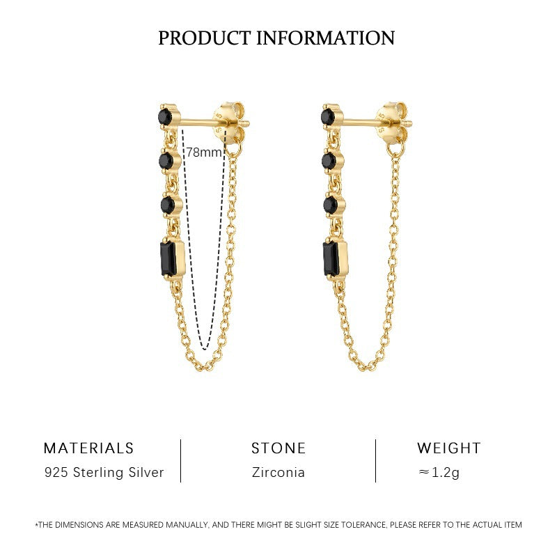 Edgy Black CZ Ear Stack Set, Gold Plated – image 4