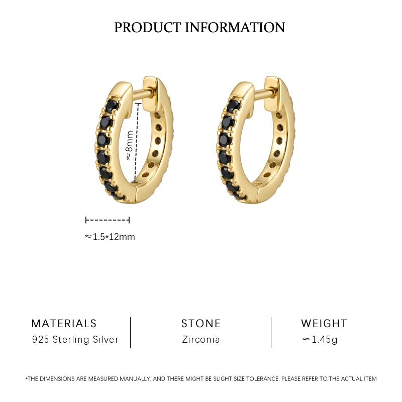 Edgy Black CZ Ear Stack Set, Gold Plated – image 6