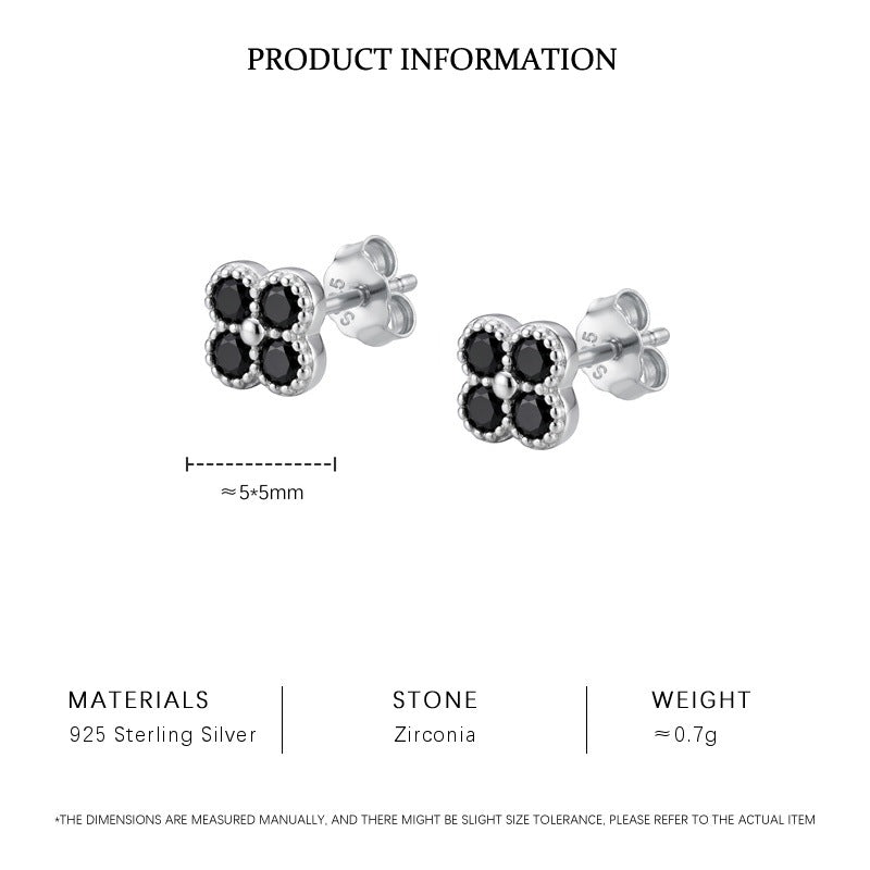 Black CZ Flower Charm Hoop Earrings – image 7