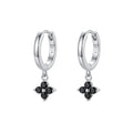 Black CZ Flower Charm Hoop Earrings – image 8