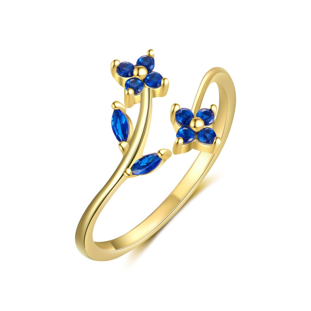 Black CZ Double Flower Ring – image 10