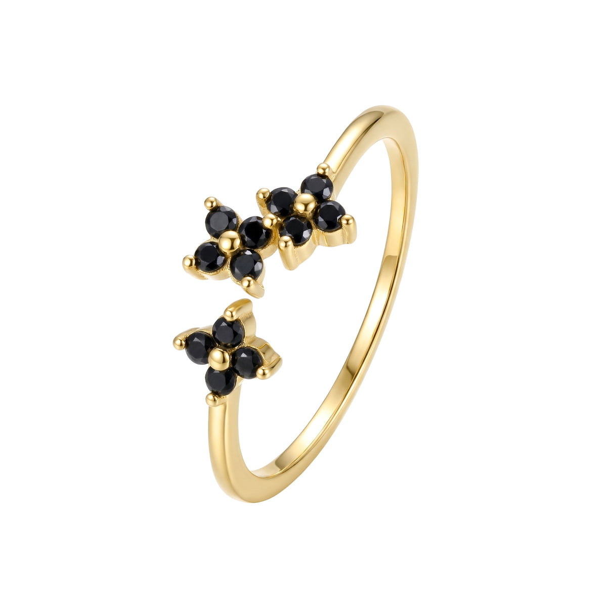 Black CZ Double Flower Ring – image 7