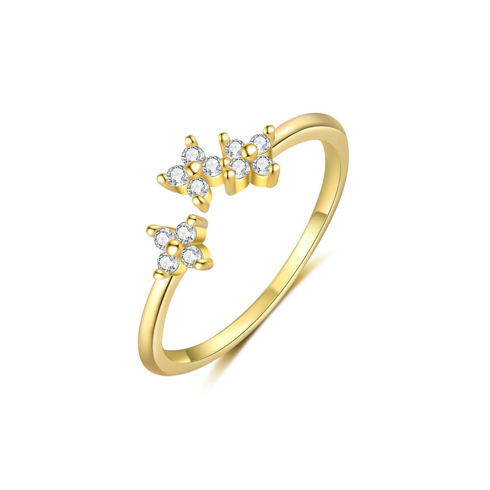 Black CZ Double Flower Ring – image 8